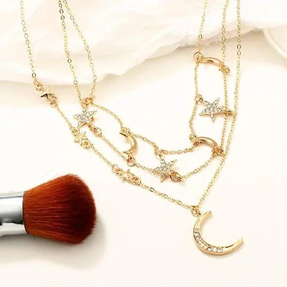 Bohemia Gold Moon and Stars Necklace for Women Fashion Gold Choker Necklace Deli - Picture 4 of 5